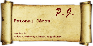 Patonay János névjegykártya